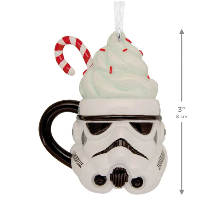 This Hallmark Star Wars™ Stormtrooper™ Festive Mug Hallmark Ornament brings galactic fun to your holiday décor with a creative mug-inspired design featuring the iconic Stormtrooper™.