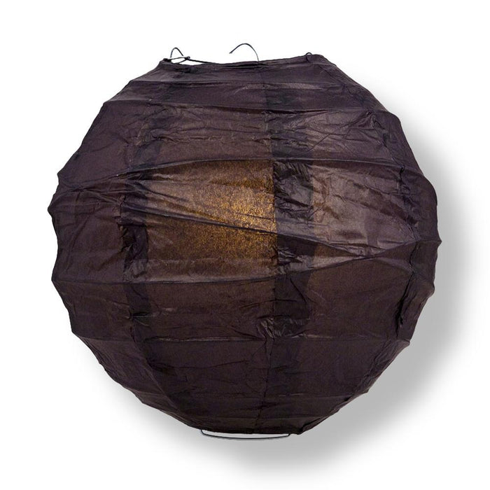 Black  Round Paper Lantern, Crisscross Ribbing, Chinese Hanging Wedding & Party Decoration