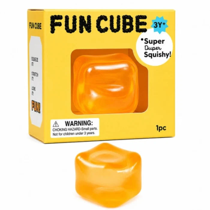The Hape Fun Cube Orange Squishy Toy delivers bold, vibrant color and satisfying tactile feedback.