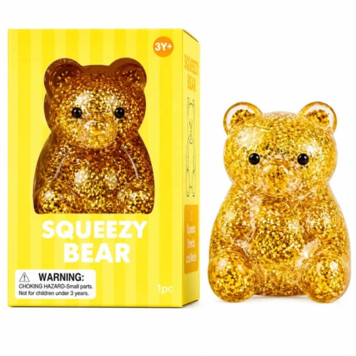 The Hape Glitter Bear Squish Soft Sensory Toy - Gold offers a fun and satisfying tactile experience for kids.