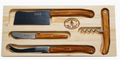 Jean Dubost Olive Wood 4pc Cheese and Wine Set