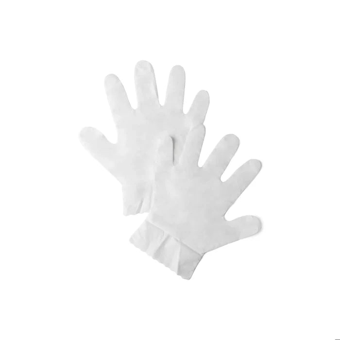 Pair of white  hydrating gloves on a white background