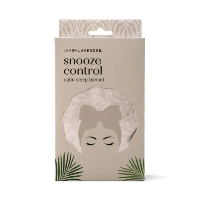 The DM Merchandising Lemon Lavender Snooze Control Satin Sleep Bonnet protects your hair while you sleep