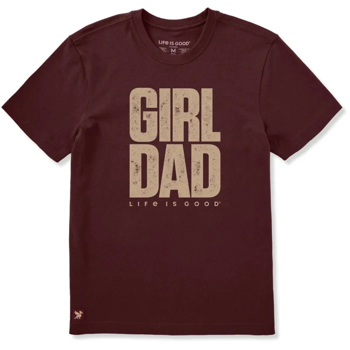 Life Is Good Men's Girl Dad Stack Short Sleeve Crusher T-Shirt with stacked Girl Dad graphic.