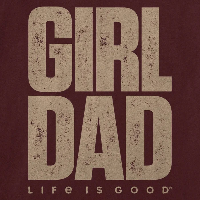 Life Is Good Men's Girl Dad Stack Short Sleeve Crusher T-Shirt with stacked Girl Dad graphic.