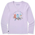 Women's Winter Is for the Snowy Birds Long Sleeve Crusher Vee featuring a charming winter bird graphic.