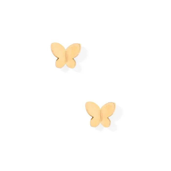 These 8mm glossy gold butterfly studs are designed with a sleek, minimalist look while adding a graceful touch to your style.