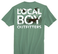 LOCAL BOY OUTFITTERS TEXT AND TAIL SS TEE LIGHT GREEN