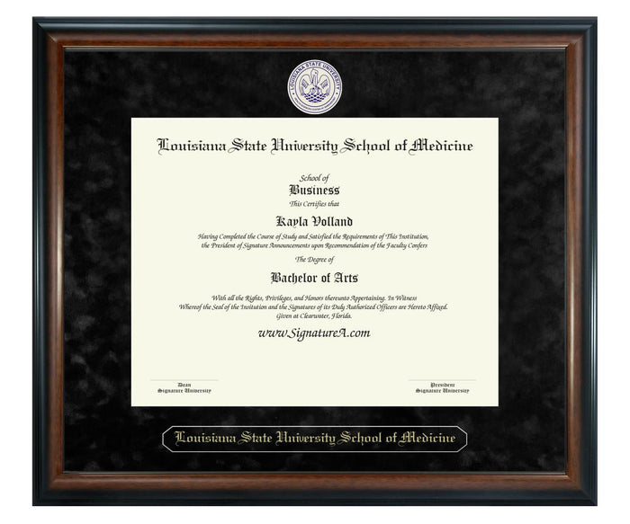 Louisiana State University School of Medicine Diploma Frame (SN)