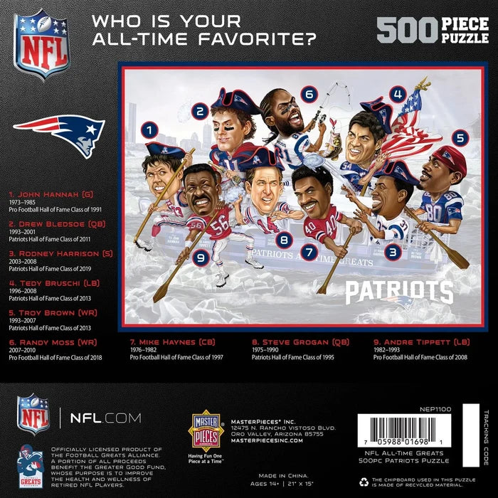 Masterpieces Puzzle Inc : New England Patriots - All-Time Greats 500 Piece Puzzle