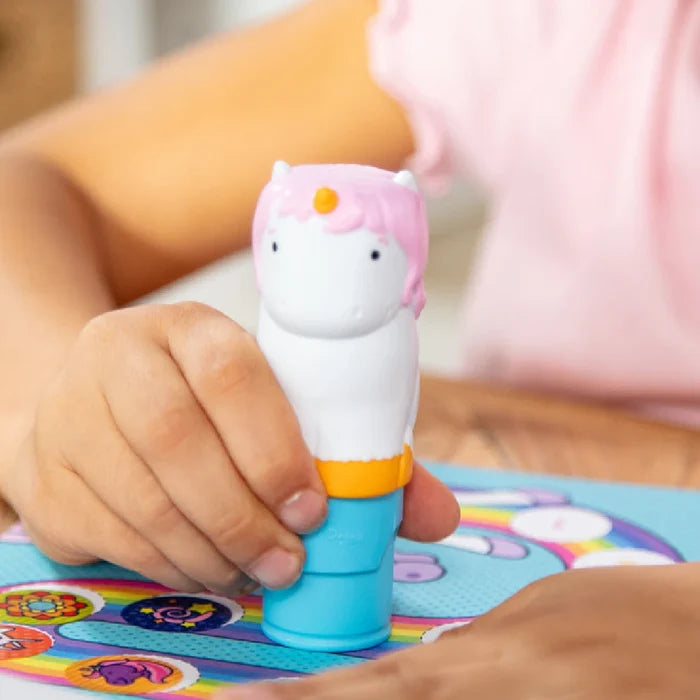 Playful Melissa & Doug unicorn sticker, featuring a colorful design that enhances creativity in children's art projects.