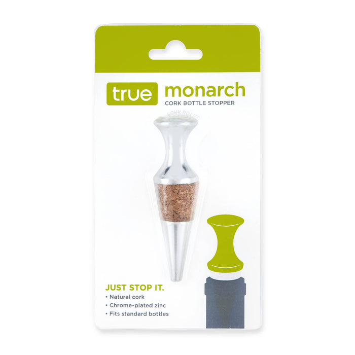 Monarch Chrome and Cork Bottle Stopper