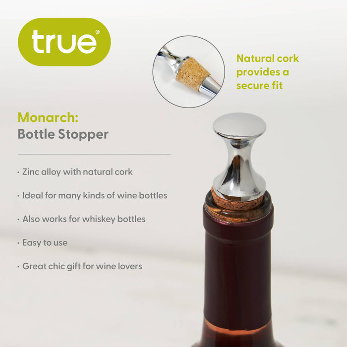Monarch Chrome and Cork Bottle Stopper