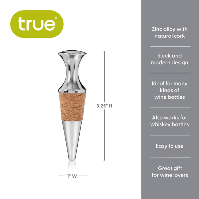 Monarch Chrome and Cork Bottle Stopper