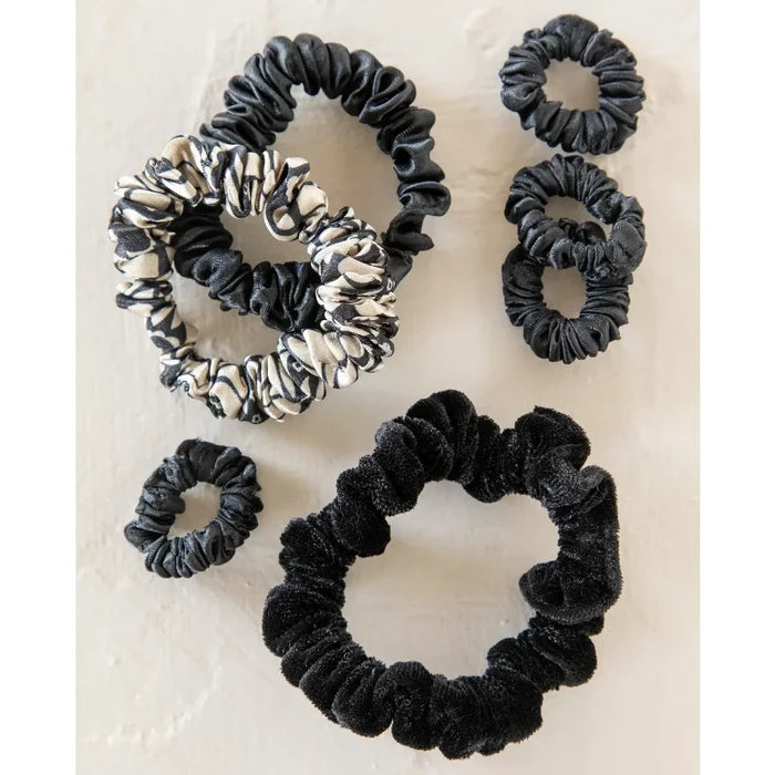 Natural Life : Black Mixed Scrunchies, Set of 7