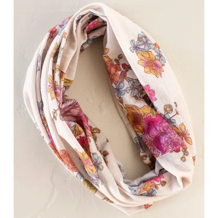 A colorful bohemian bandana reflecting a natural life theme, with intricate designs and a free-spirited vibe.