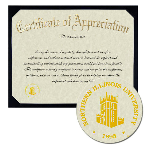 Northern Illinois University Certificate of Appreciation