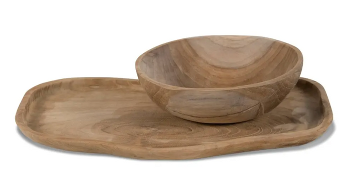 Organic Teak Plate with Bowl