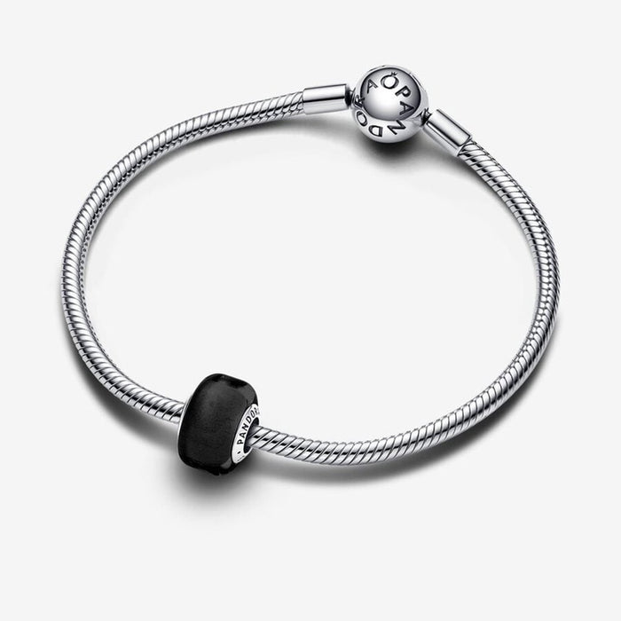 PANDORA : Black Mini Murano Glass Charm in Sterling Silver - PANDORA : Black Mini Murano Glass Charm in Sterling Silver