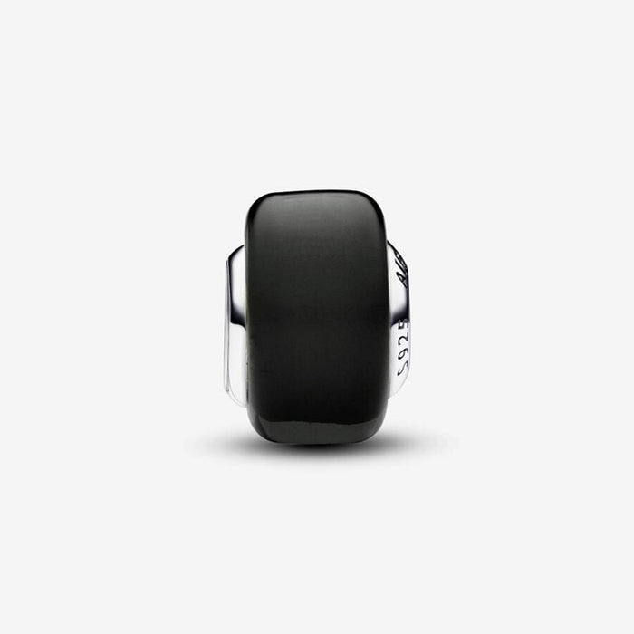PANDORA : Black Mini Murano Glass Charm in Sterling Silver - PANDORA : Black Mini Murano Glass Charm in Sterling Silver