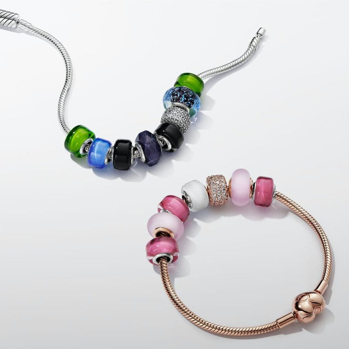 PANDORA : Black Mini Murano Glass Charm in Sterling Silver - PANDORA : Black Mini Murano Glass Charm in Sterling Silver