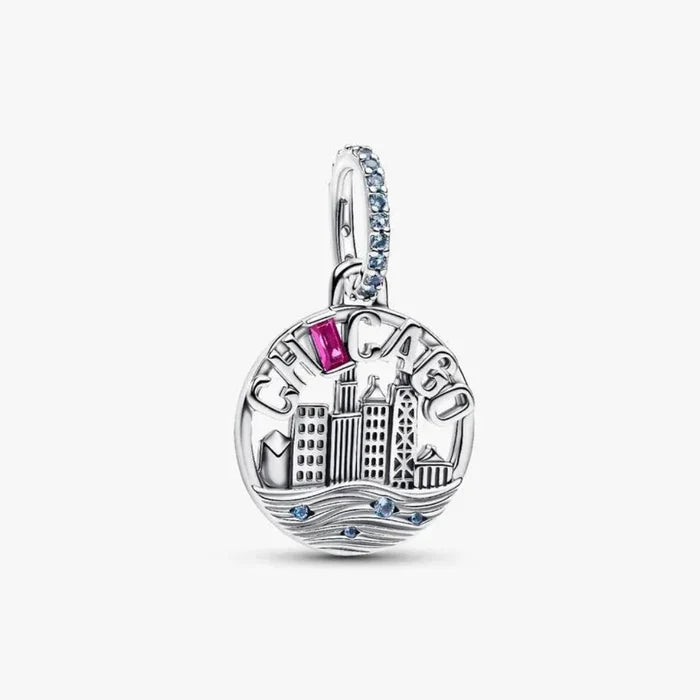 Chicago skyline dangle charm featuring an iconic city-inspired design