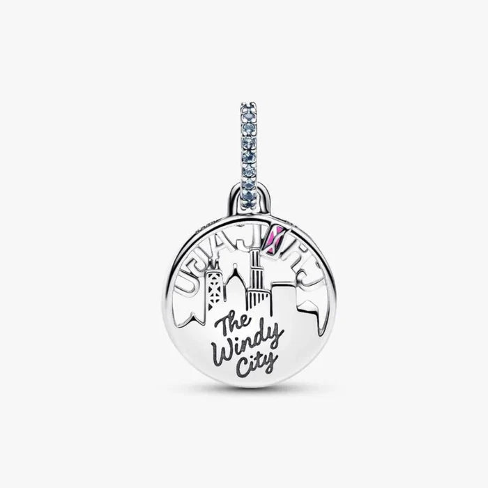 Chicago skyline dangle charm featuring an iconic city-inspired design
