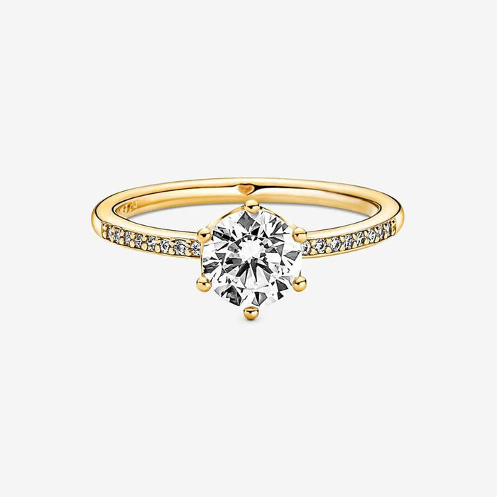 "PANDORA : Clear Sparkling Crown Solitaire Ring -"