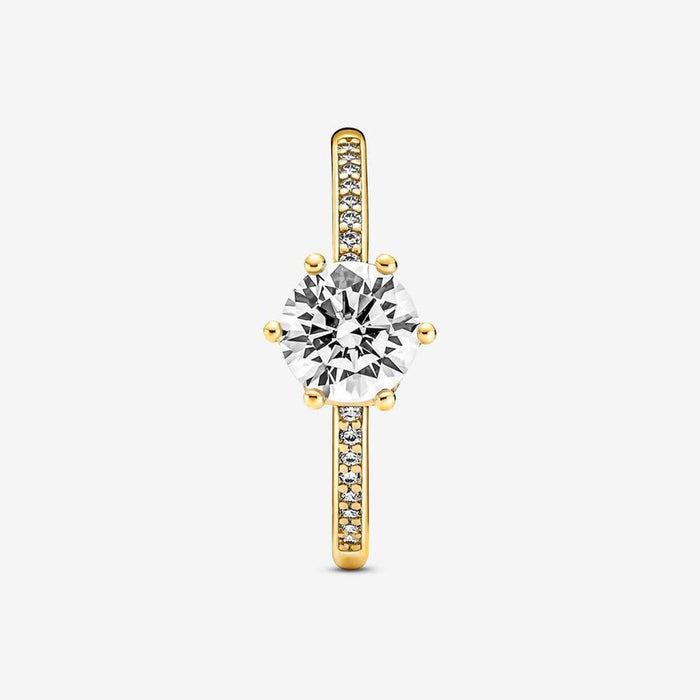 "PANDORA : Clear Sparkling Crown Solitaire Ring -"