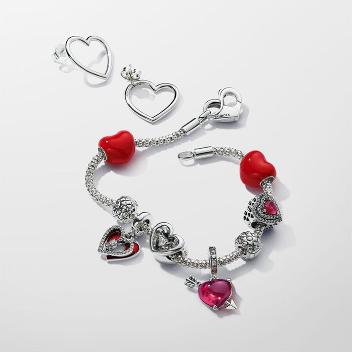 PANDORA : Front-facing Heart Stud Earrings - Sterling Silver - PANDORA : Front-facing Heart Stud Earrings - Sterling Silver