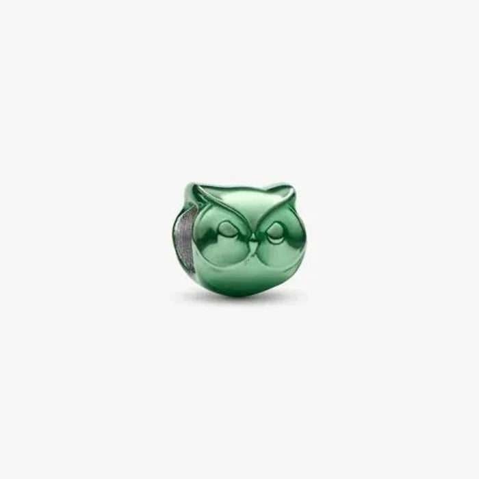 Green Owl Mini Charm featuring a cute green owl