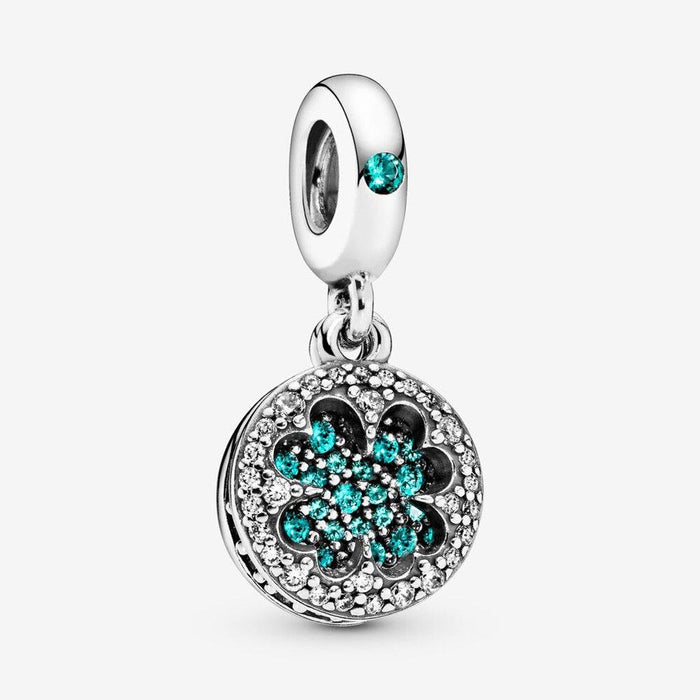 "PANDORA : Lucky Four Leaf Clover Dangle Charm -"