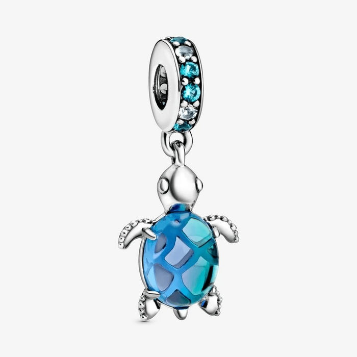 "PANDORA : Murano Glass Sea Turtle Dangle Charm -"