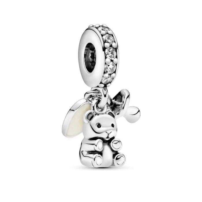This Pandora Moments Baby Teddy Bear Charm adds a sweet and sentimental touch to your personalized jewelry collection.