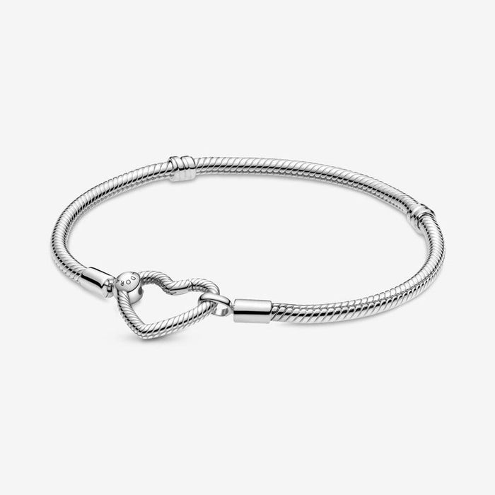 "PANDORA : Pandora Moments Heart Closure Snake Chain Bracelet -"