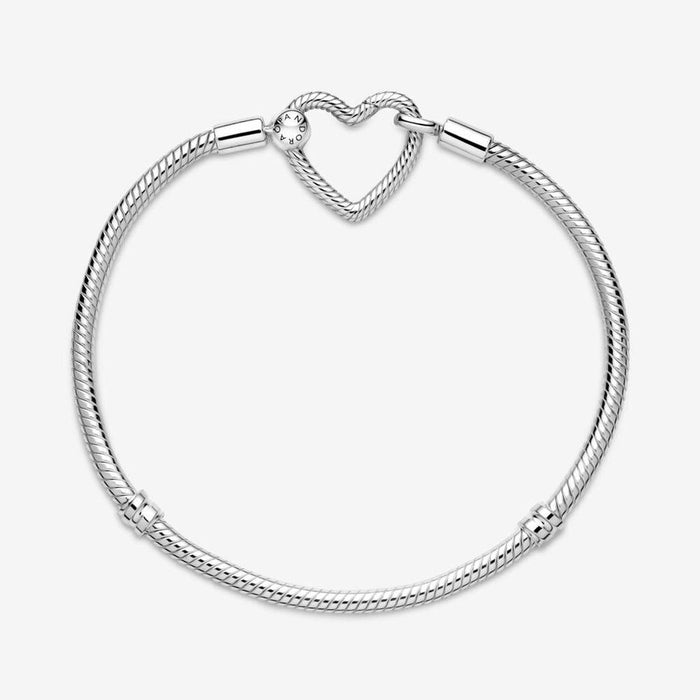 "PANDORA : Pandora Moments Heart Closure Snake Chain Bracelet -"