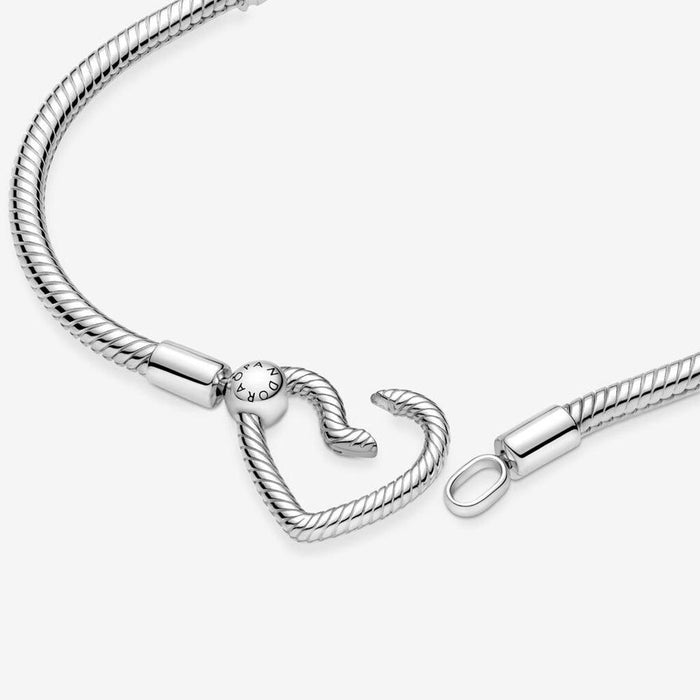 "PANDORA : Pandora Moments Heart Closure Snake Chain Bracelet -"