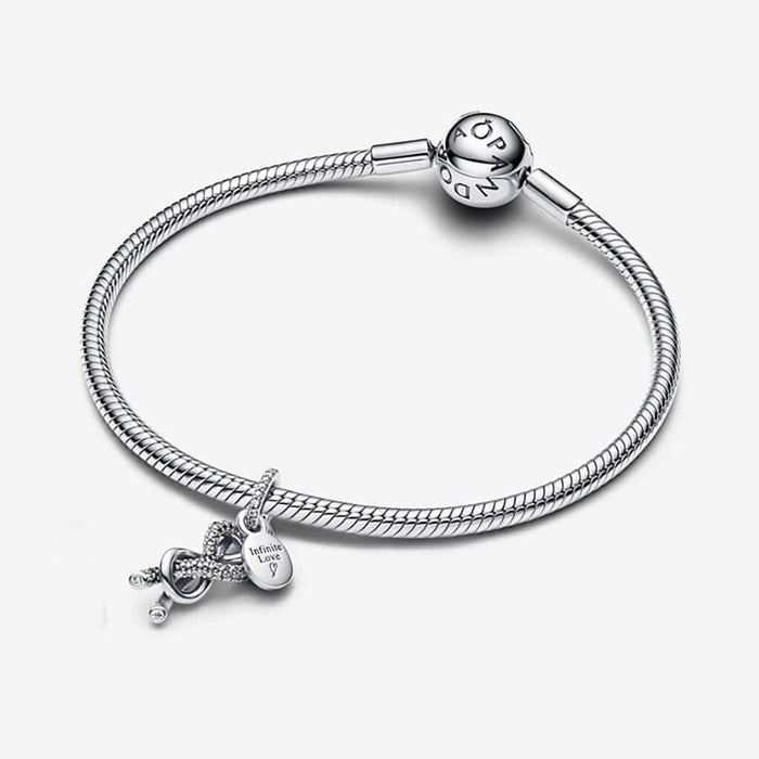 PANDORA : Pavé Infinity Knot Dangle Charm - Sterling Silver