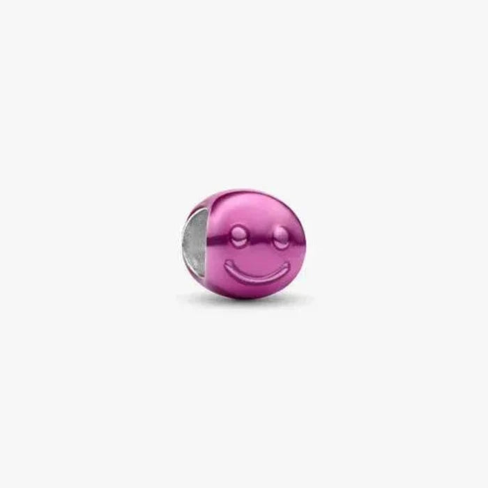 Pink Happy Face Mini Charm featuring a cheerful pink smiley face