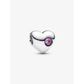 Pandora sterling silver heart charm with purple stone.
