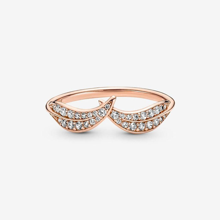 "PANDORA : Sparkling Leaves Ring in Rose Gold -"