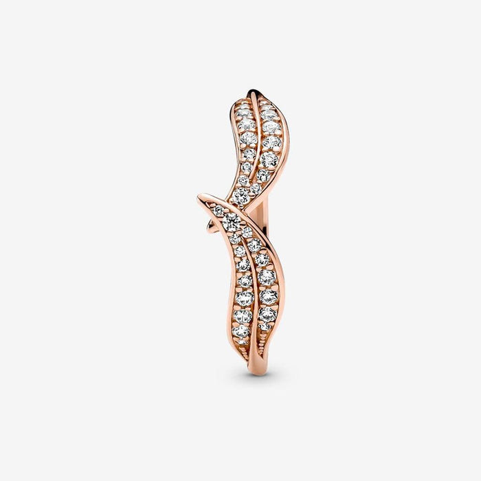"PANDORA : Sparkling Leaves Ring in Rose Gold -"