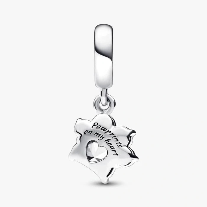 Elevate your love for your best friend with the Sparkling Pet Paw Print Dangle Charm.