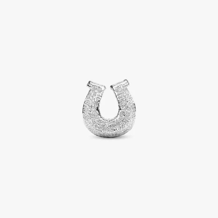 Pandora Textured Horseshoe Mini Charm in sterling silver with a detailed textured finish.