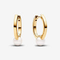 PANDORA : Treated Freshwater Cultured Pearl Hoop Earrings - Gold - PANDORA : Treated Freshwater Cultured Pearl Hoop Earrings - Gold