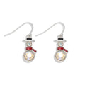 Periwinkle Bedazzled Snowmen Earrings featuring sparkling snowman designs with festive details, perfect for Christmas and winter outfits.