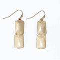 Burnished gold rectangle dangle earrings with a sleek textured metallic finish