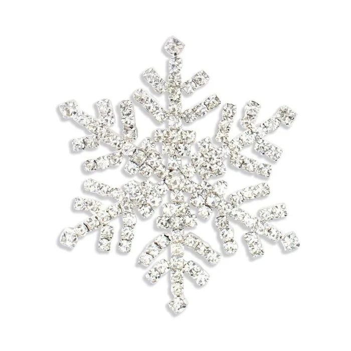 Crystal Snowflake Pin featuring a delicate snowflake design with shimmering crystal accents for a sparkling winter look.