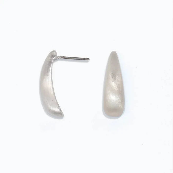 Elegant burnished silver drop earrings with a refined textured finish