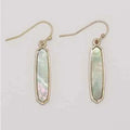 These Periwinkle Gold Drop With Mint Inlay Earring, pair warm polished gold with a fresh mint inlay for a bold, modern look.